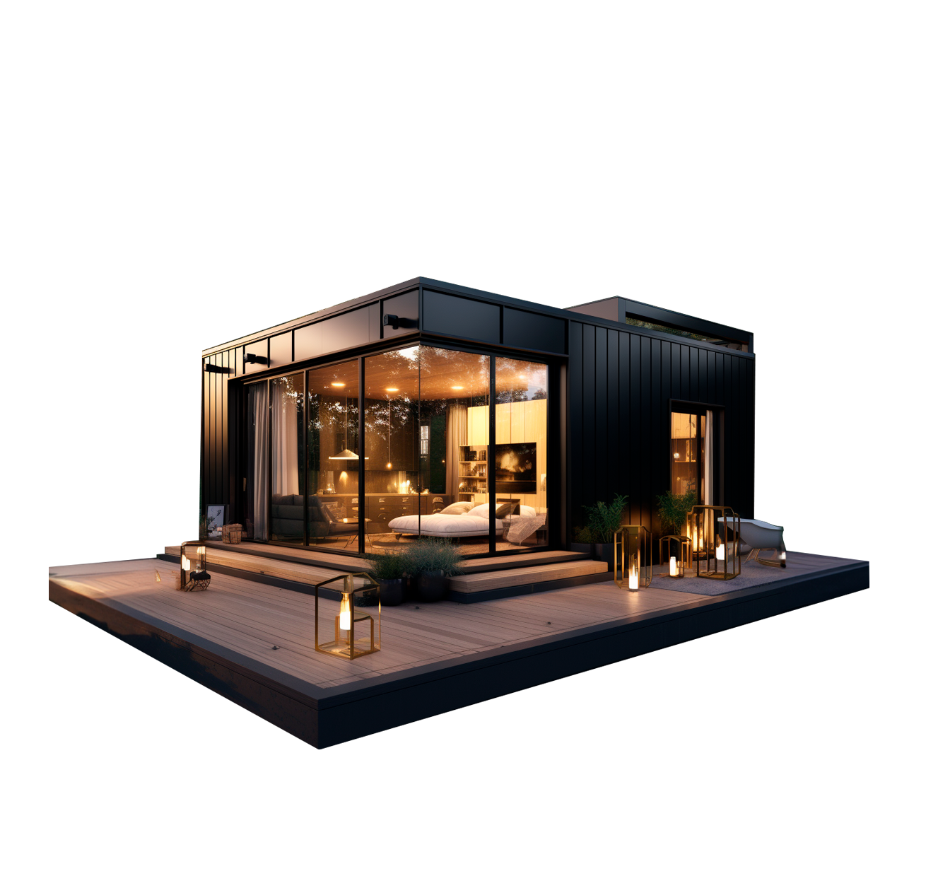Estudo 3D de studio modular